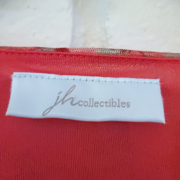 JH Collectibles Women's Large Nylon Mesh Stretch 3/4 Sleeves V-Neck Pink Gray - Picture 5 of 15